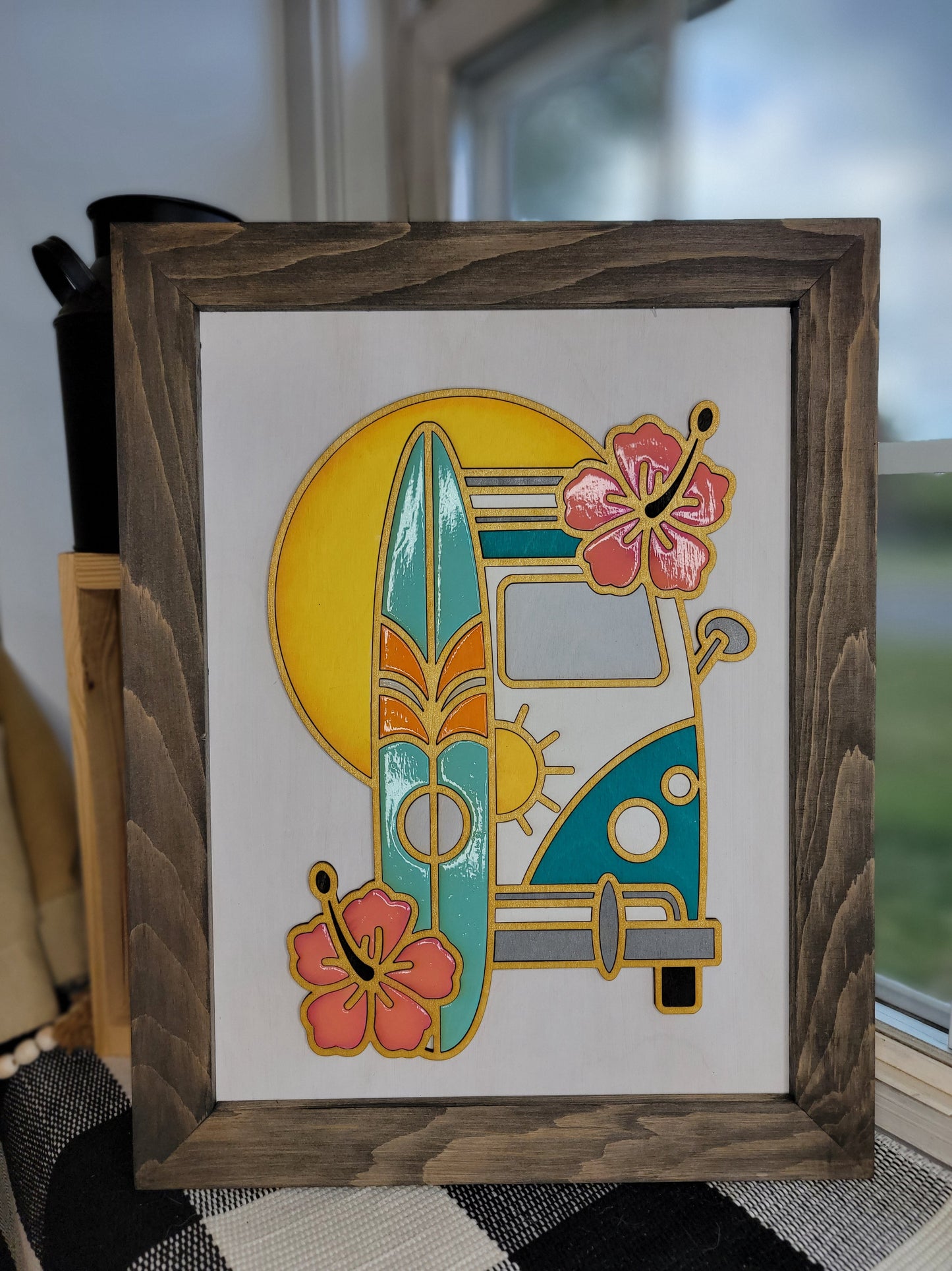Bus and Surfboard 16x12in gallery sign (no frame included)