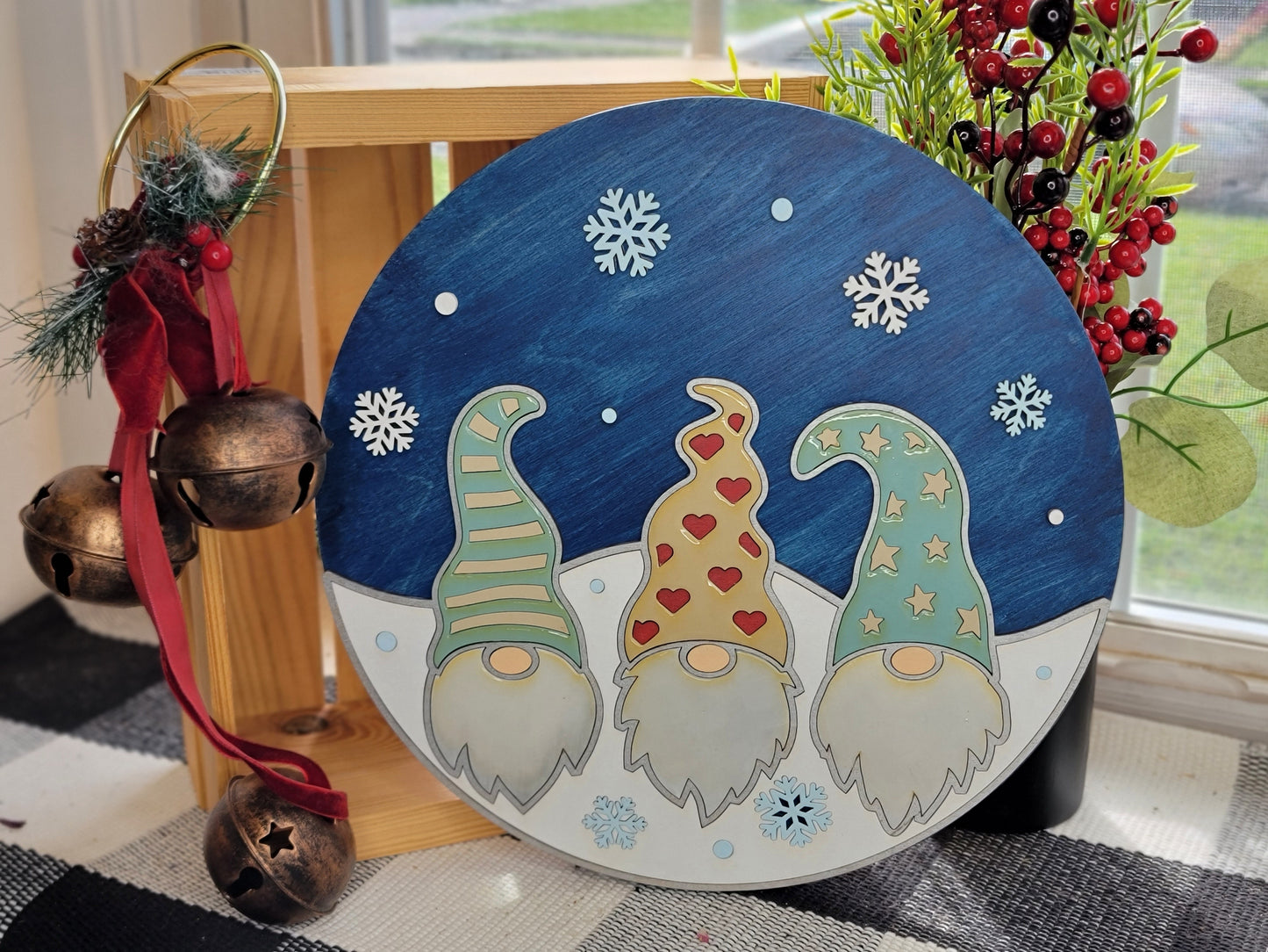 Merry Christmas Gnomes 12in round