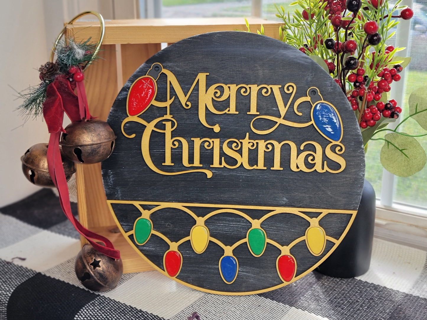 Merry Christmas Lights 12in round