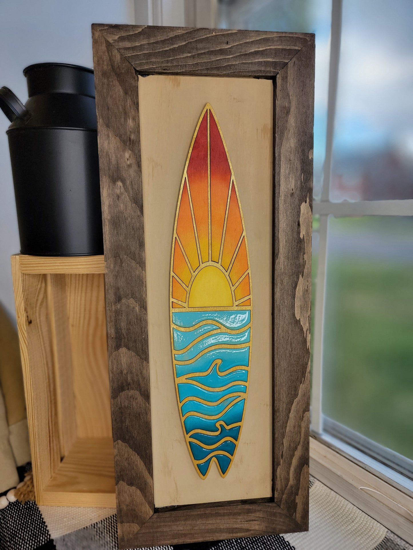 Surfboard Sun 12×6in (no frame included)